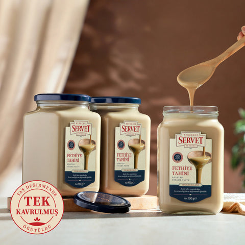 Tek Kavrulmuş Taze Servet Tahini - 950g 3'lü Paket