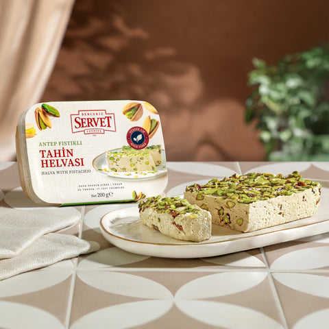 Rafine Şeker İlavesiz - Antep Fıstıklı Taze Tahin Helvası 200g