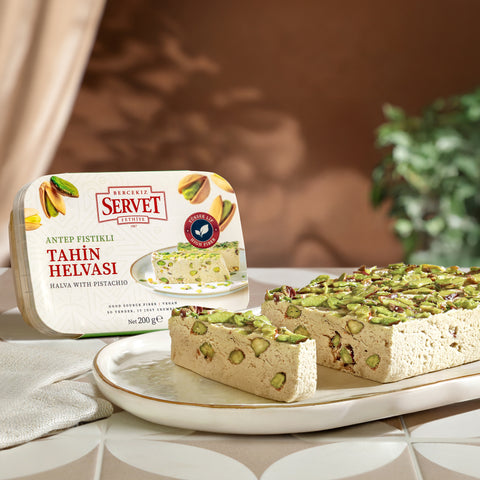 Rafine Şeker İlavesiz - Antep Fıstıklı Taze Tahin Helvası 200g
