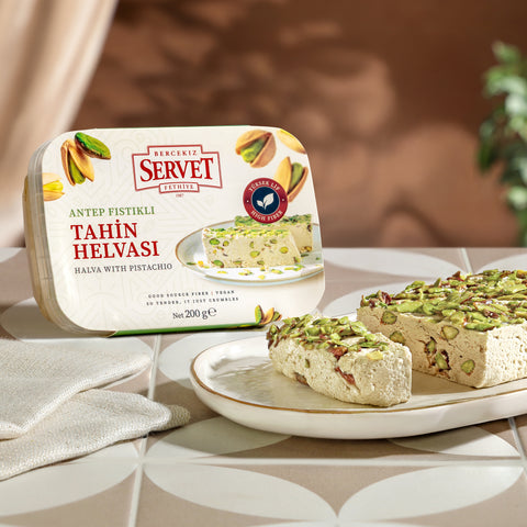Rafine Şeker İlavesiz - Antep Fıstıklı Taze Tahin Helvası 200g
