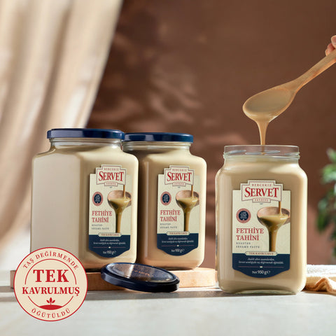 Tek Kavrulmuş Taze Servet Tahini - 950g 3'lü Paket