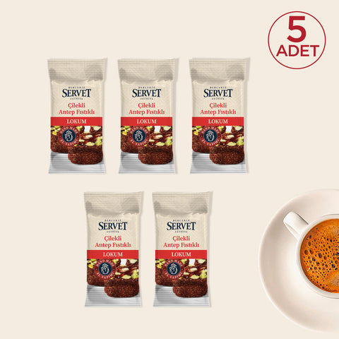 Şeker İlavesiz Çilekli Antep Fıstıklı Lokum 20g 5'li Paket